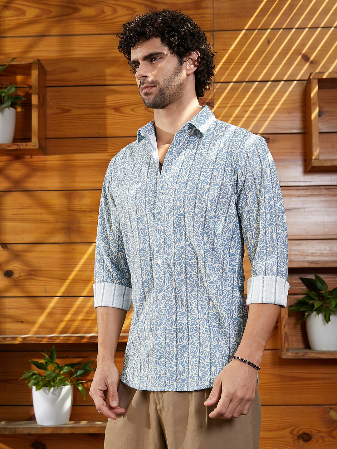 Men Powder Blue Retro Lume Shirt