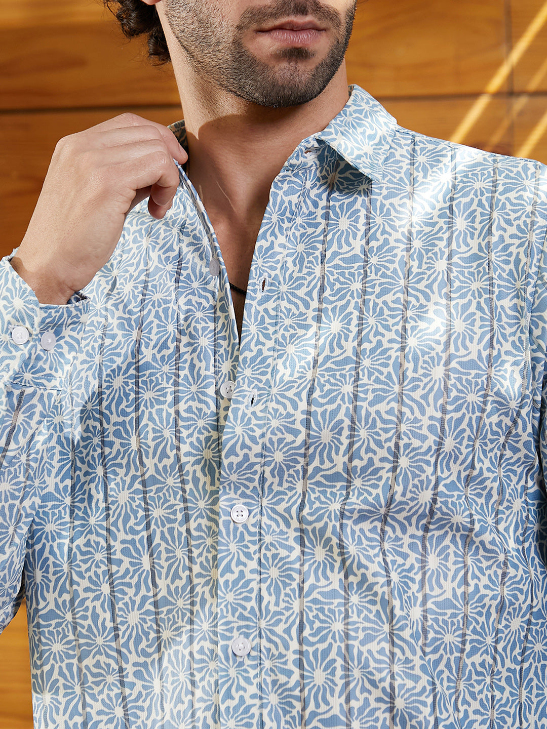 Men Powder Blue Retro Lume Shirt