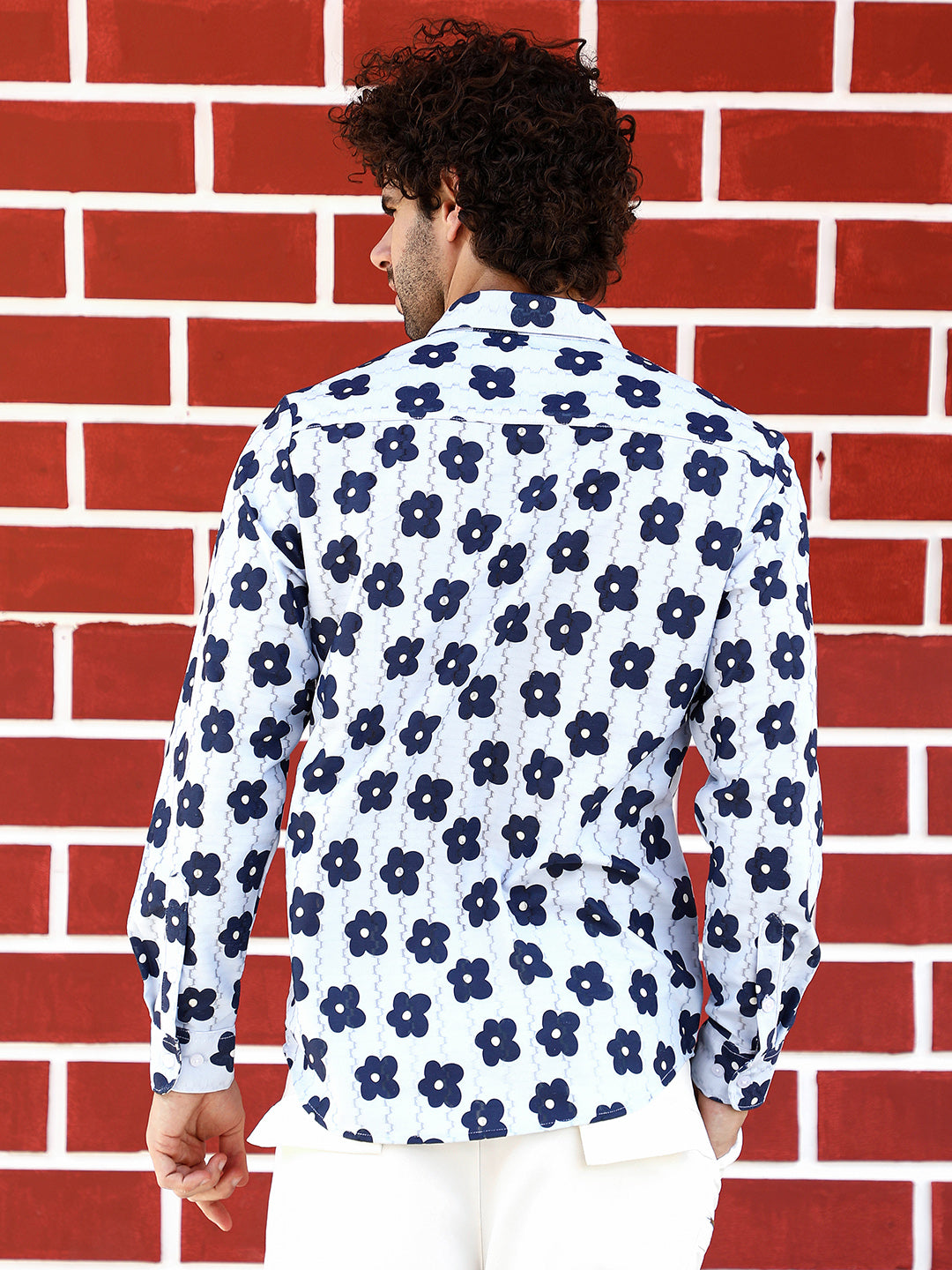 Men Blended Fabric Regular Printed Shirt