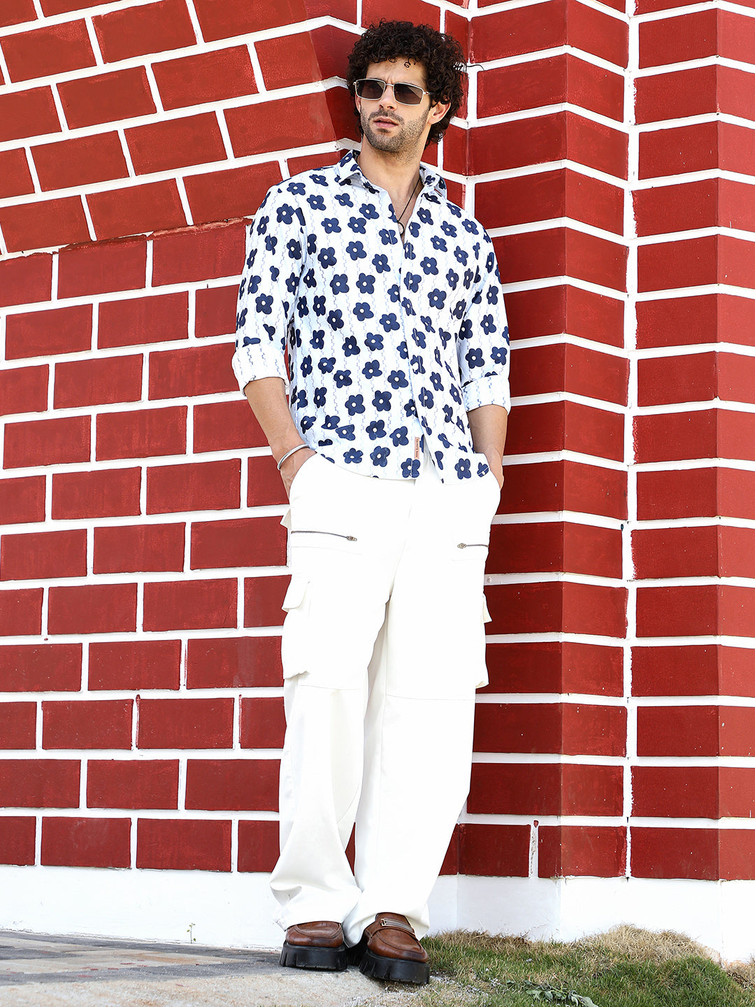 Men Blended Fabric Regular Printed Shirt