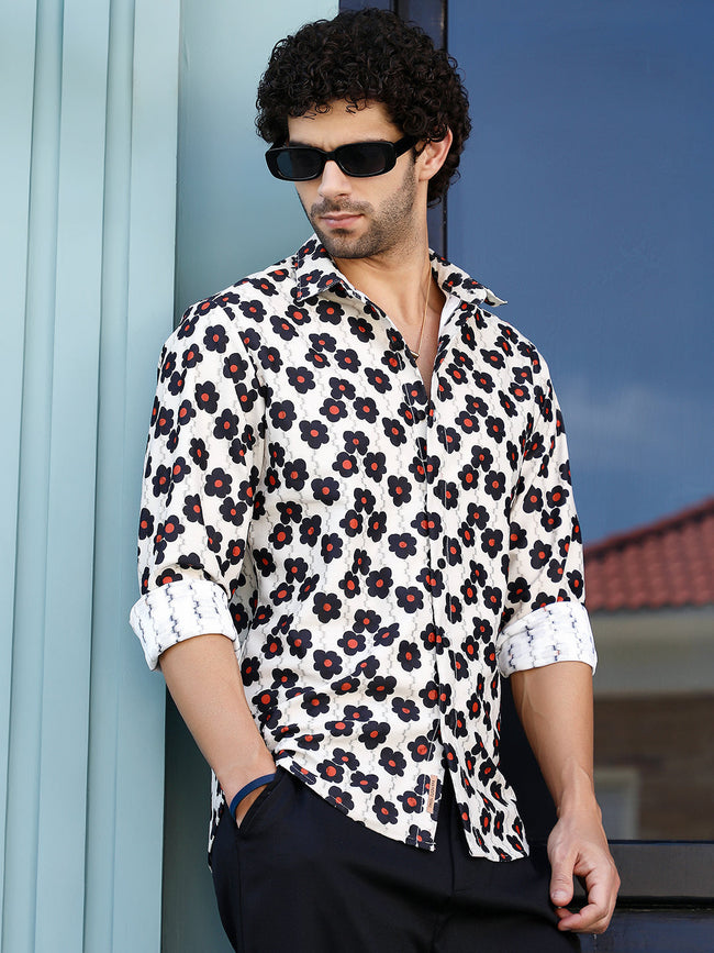 Men Blended Fabric Regular Printed Shirt