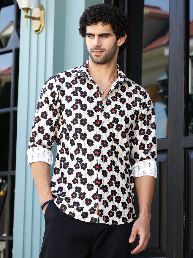 Men Blended Fabric Regular Printed Shirt