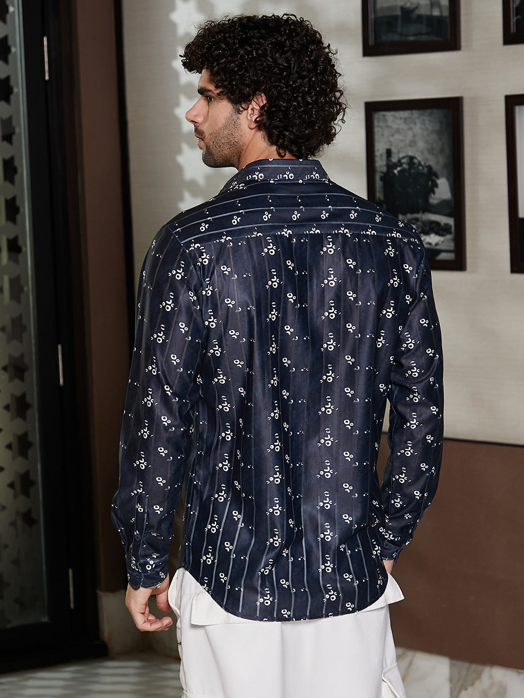 Men Onyx Black Ditsy Imprint Shirt