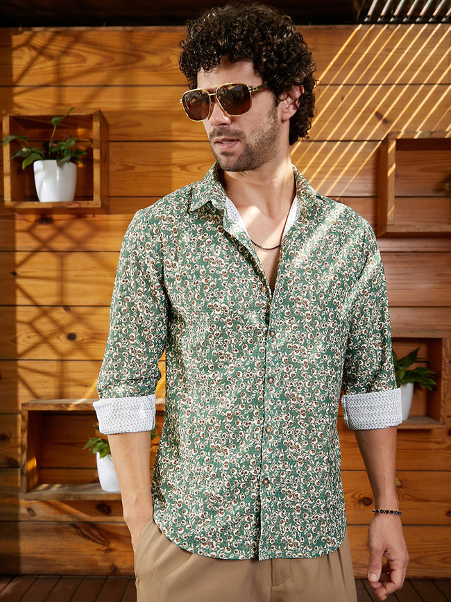 Men Forest Green Ditsy Bloom Shirt