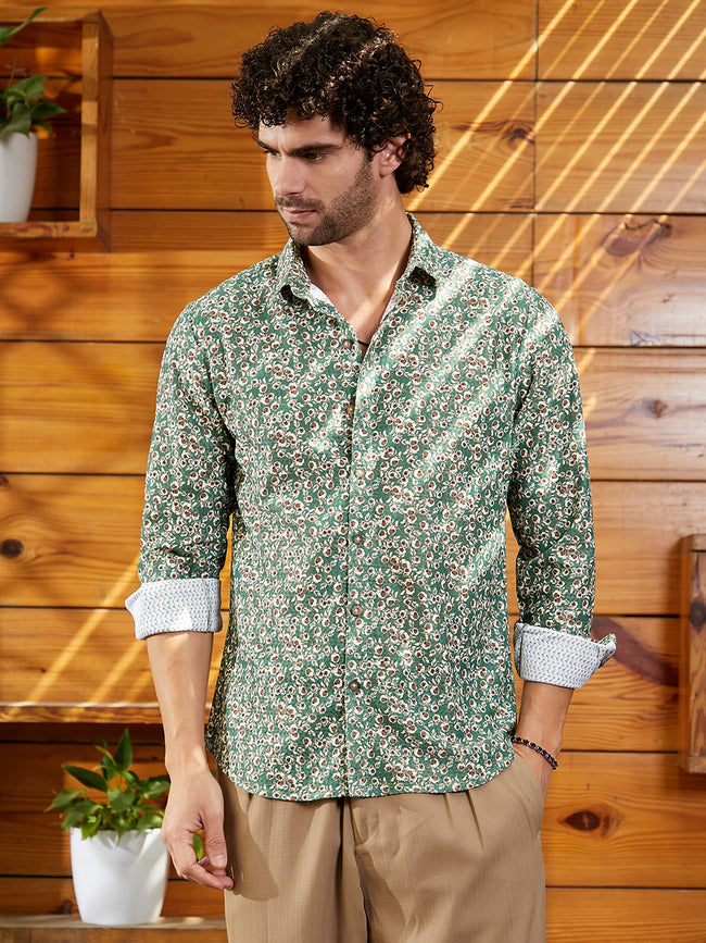 Men Forest Green Ditsy Bloom Shirt