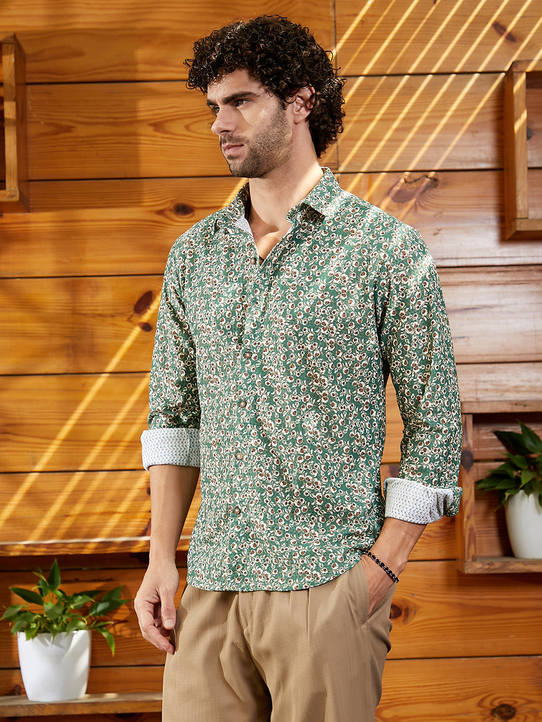 Men Forest Green Ditsy Bloom Shirt