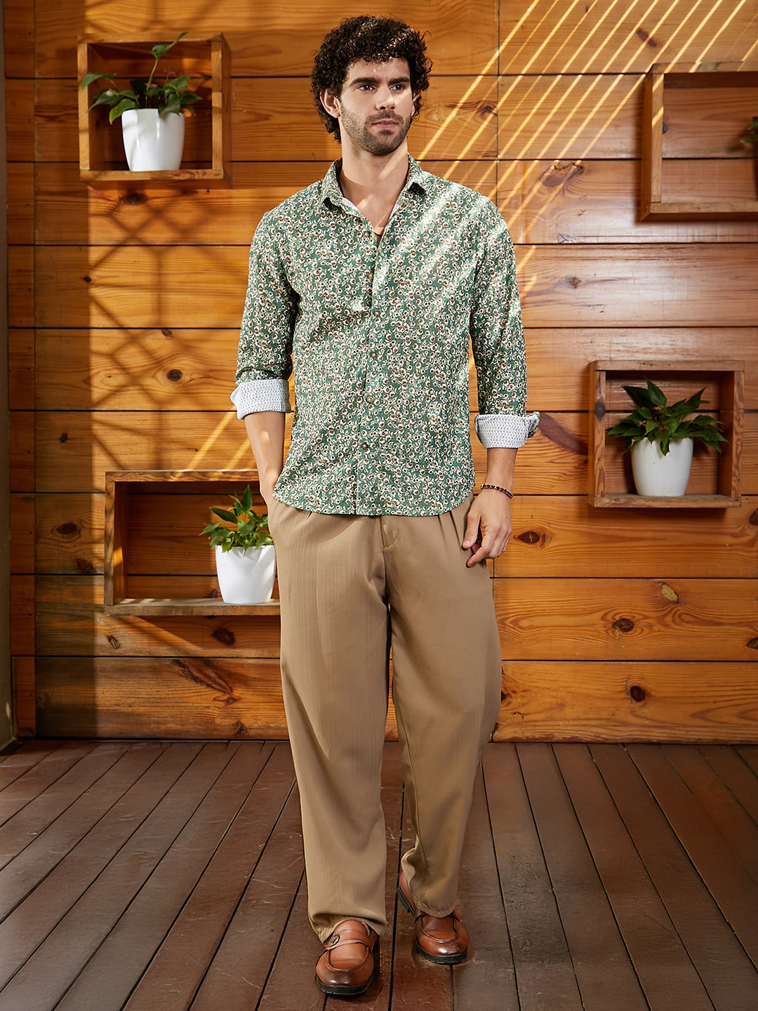 Men Forest Green Ditsy Bloom Shirt