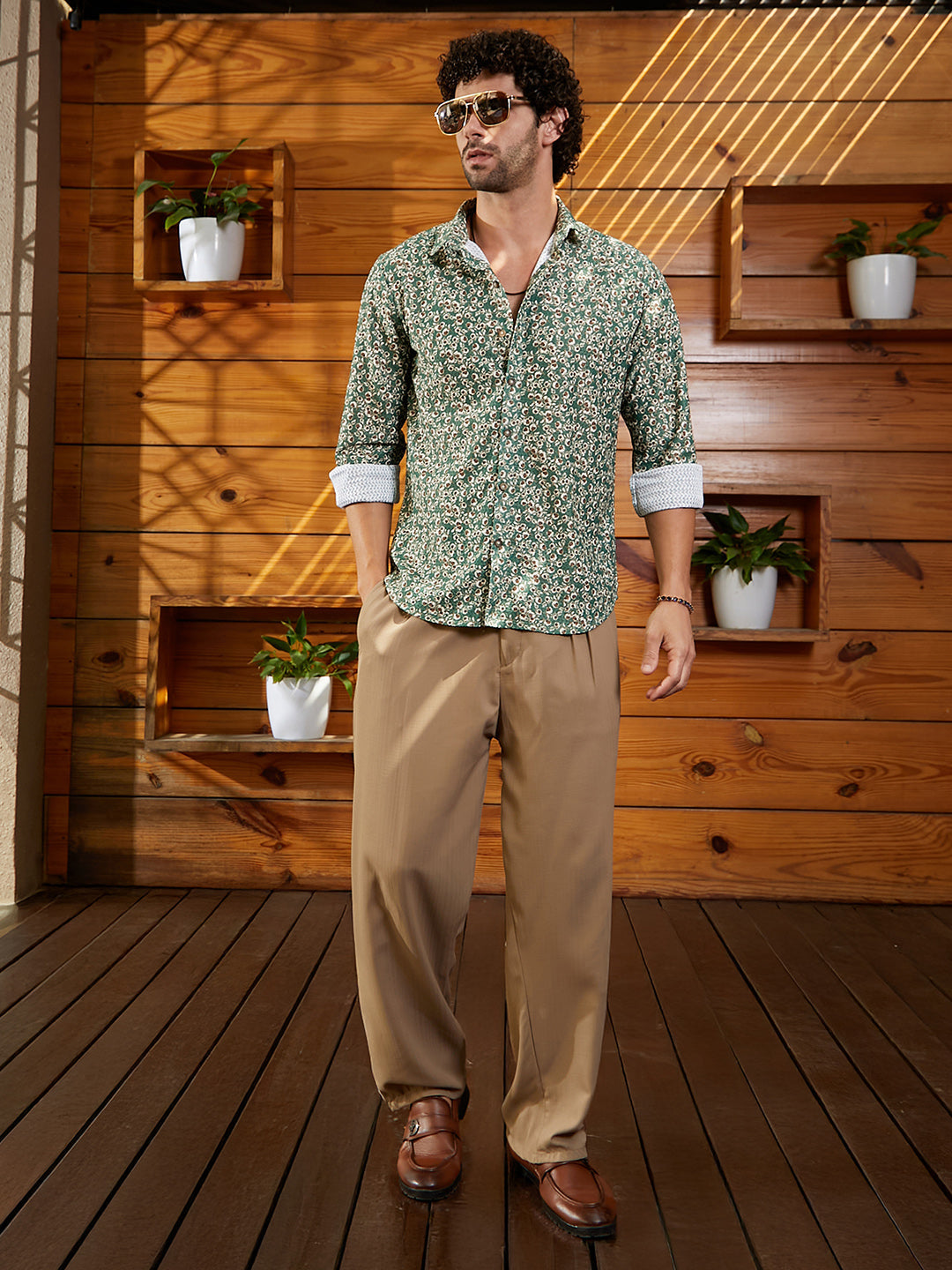 Men Forest Green Ditsy Bloom Shirt