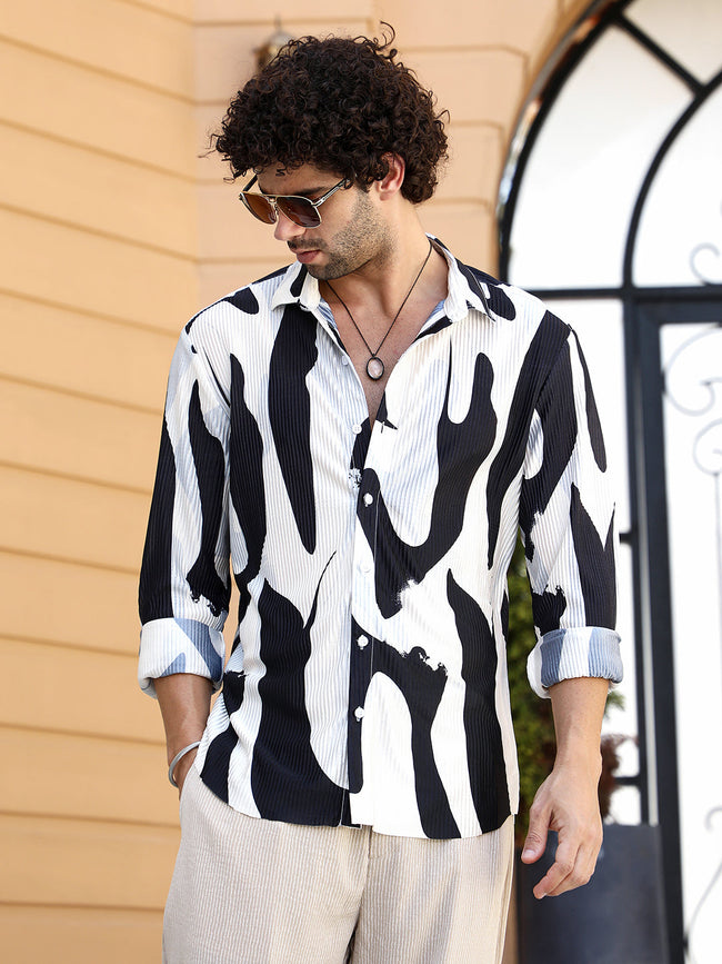 Men Blended Fabric Regular Printed Shirt