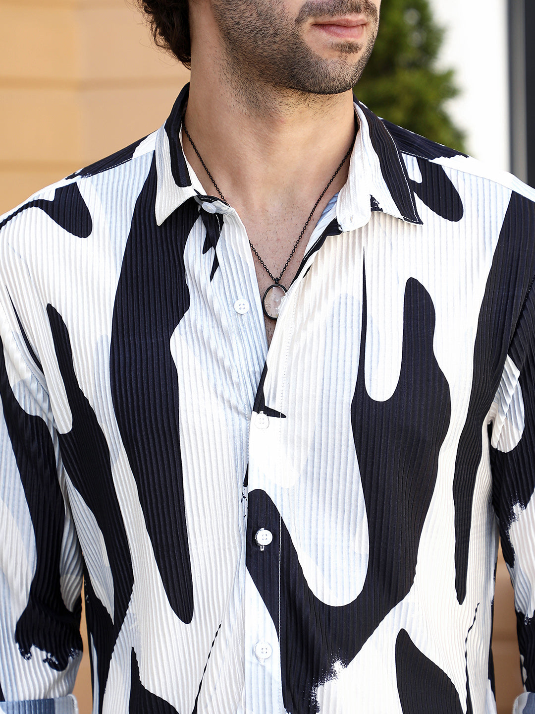 Men Blended Fabric Regular Printed Shirt