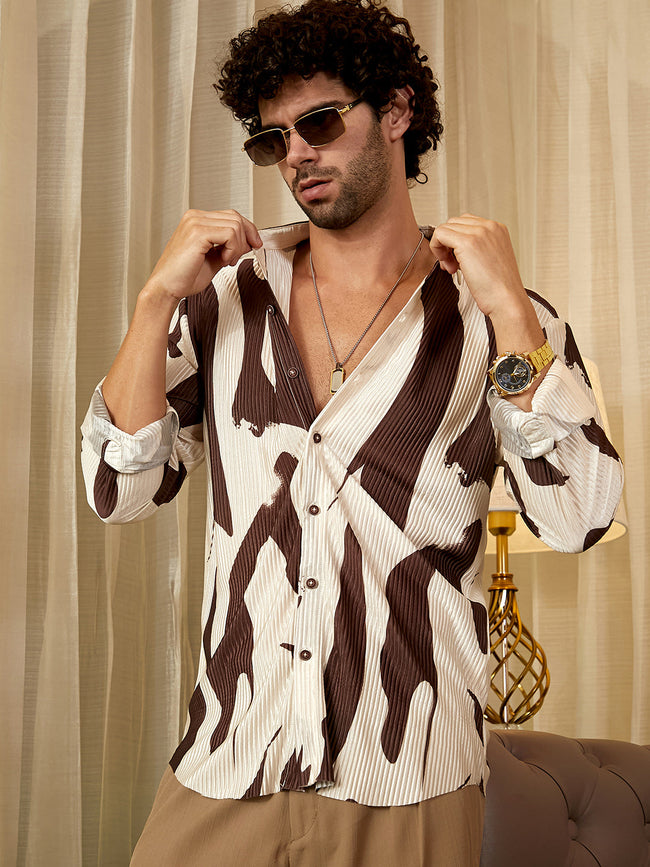 Men Blended Fabric Regular Printed Shirt