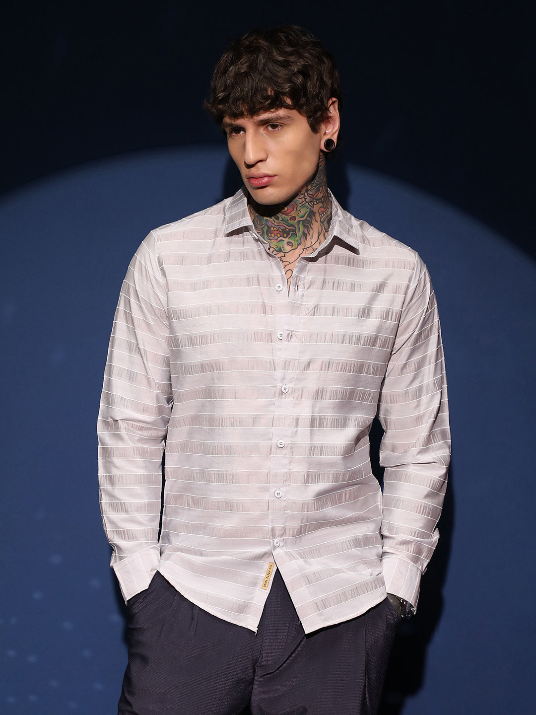 Men Off-White Parallel-Stripe Shirt