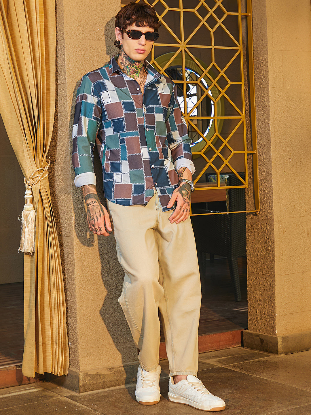Men Cotton Blend Regular Printed Shirt