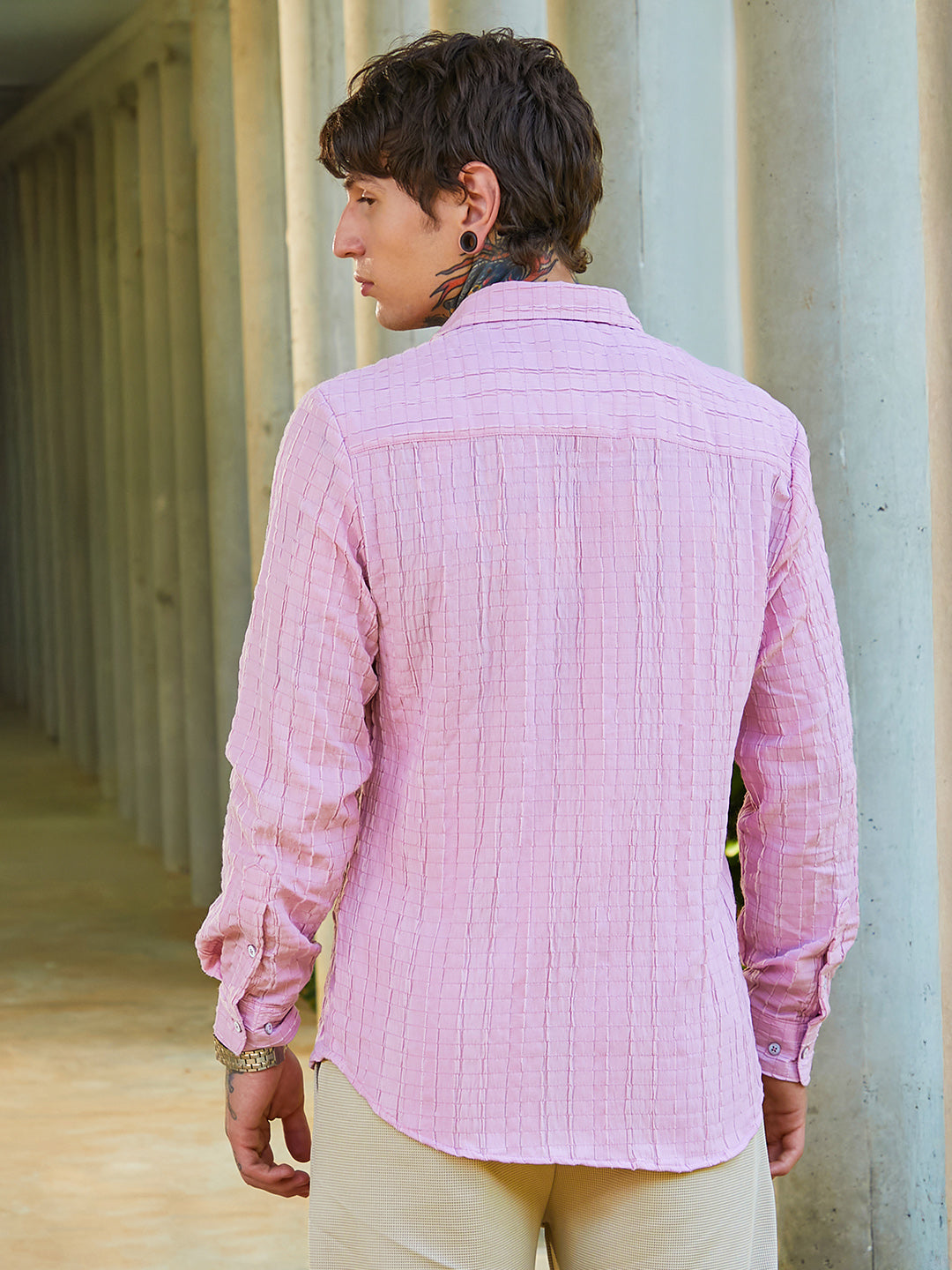 Men Rose Pink Crumble-Revival Shirt