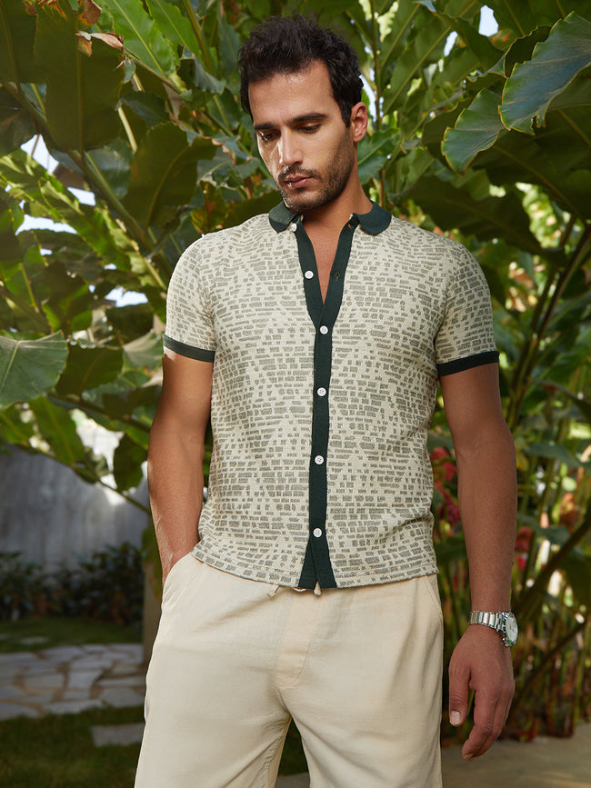 Men Cotton Blend Relaxed Printed Shirt