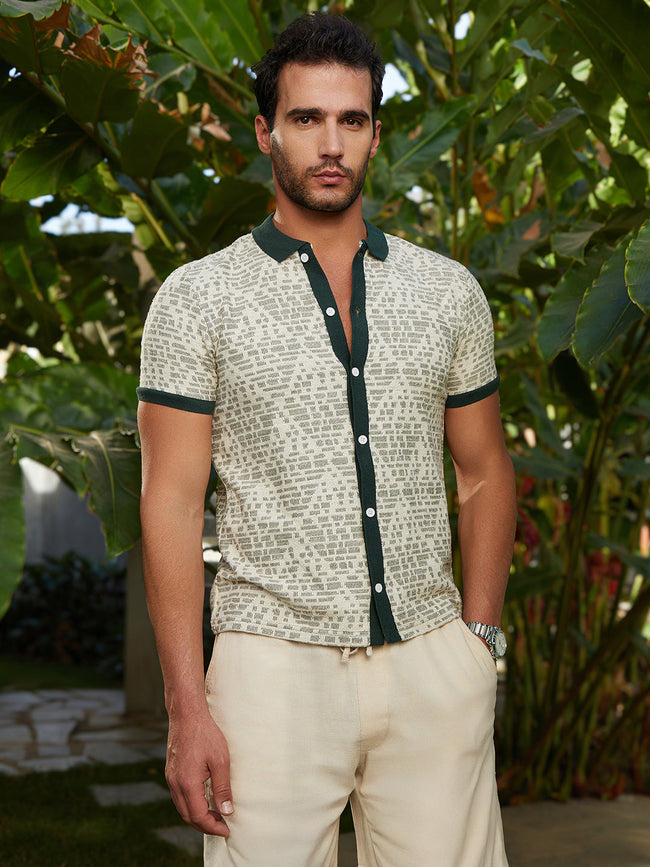 Men Cotton Blend Relaxed Printed Shirt