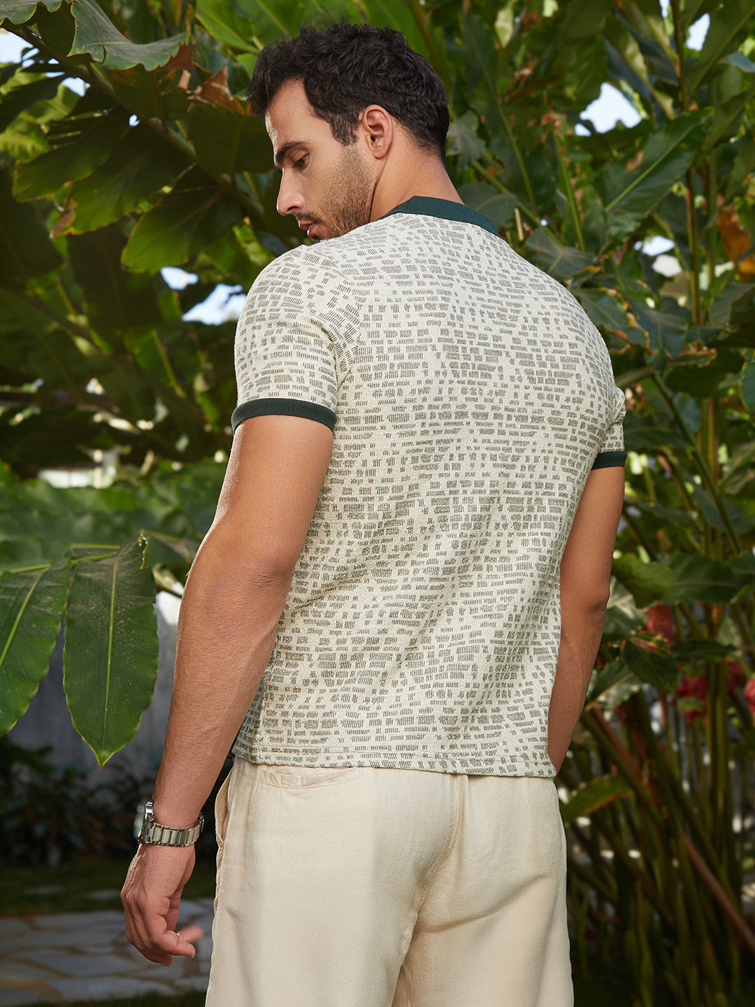 Men Cotton Blend Relaxed Printed Shirt