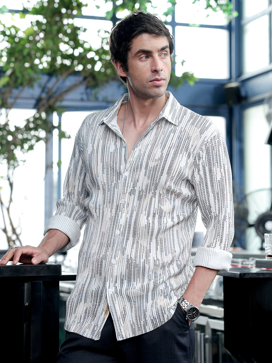 Men Ivory White Prismic-Orb Shirt