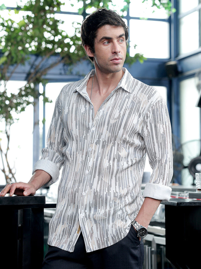 Men Ivory White Prismic-Orb Shirt