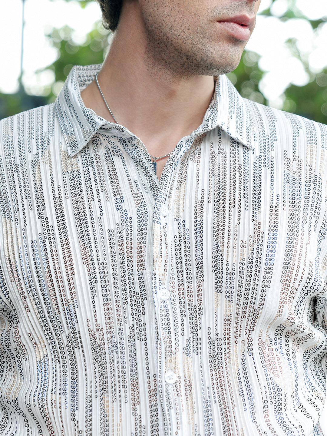 Men Ivory White Prismic-Orb Shirt