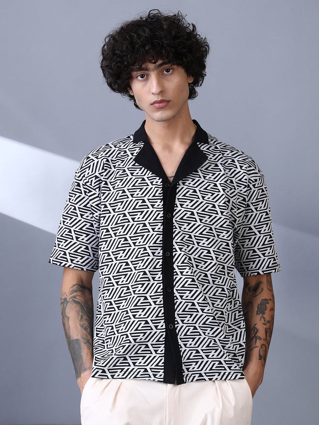 Men Cotton Blend Regular Printed Shirt