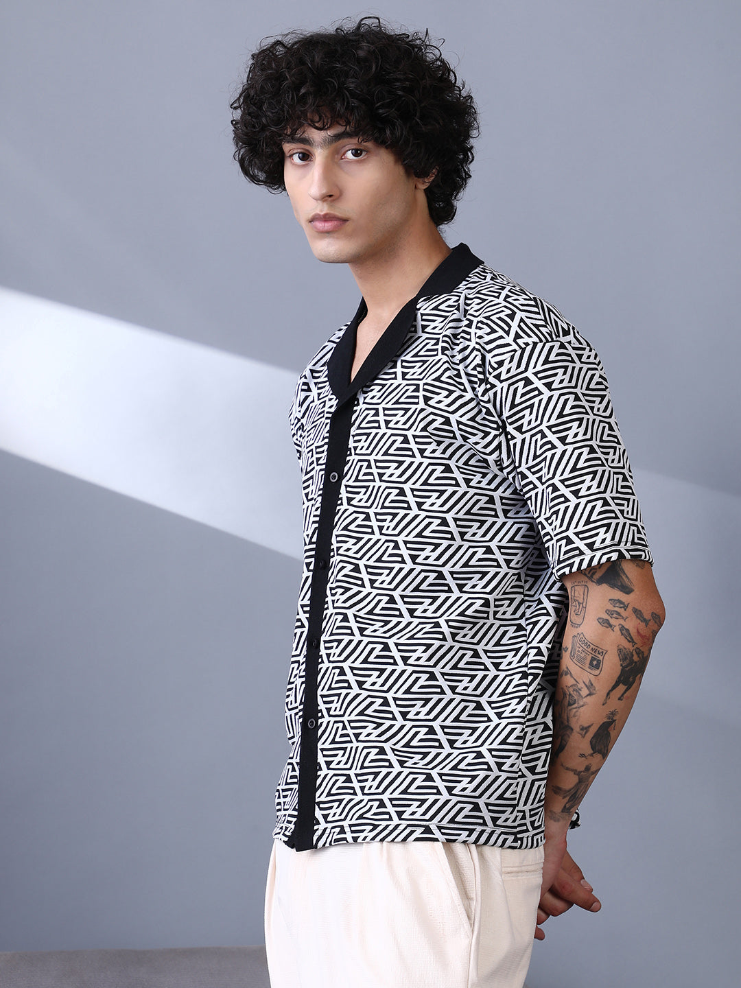 Men Cotton Blend Regular Printed Shirt