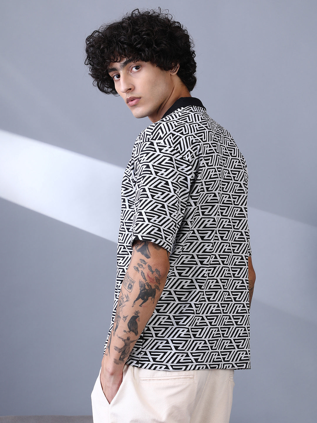 Men Cotton Blend Regular Printed Shirt