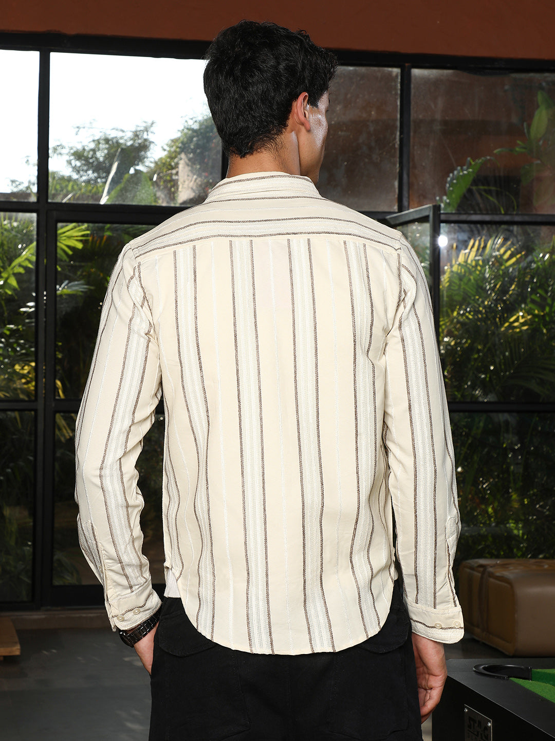 Men Off-White Shadow-Stripe Jacquard Shirt