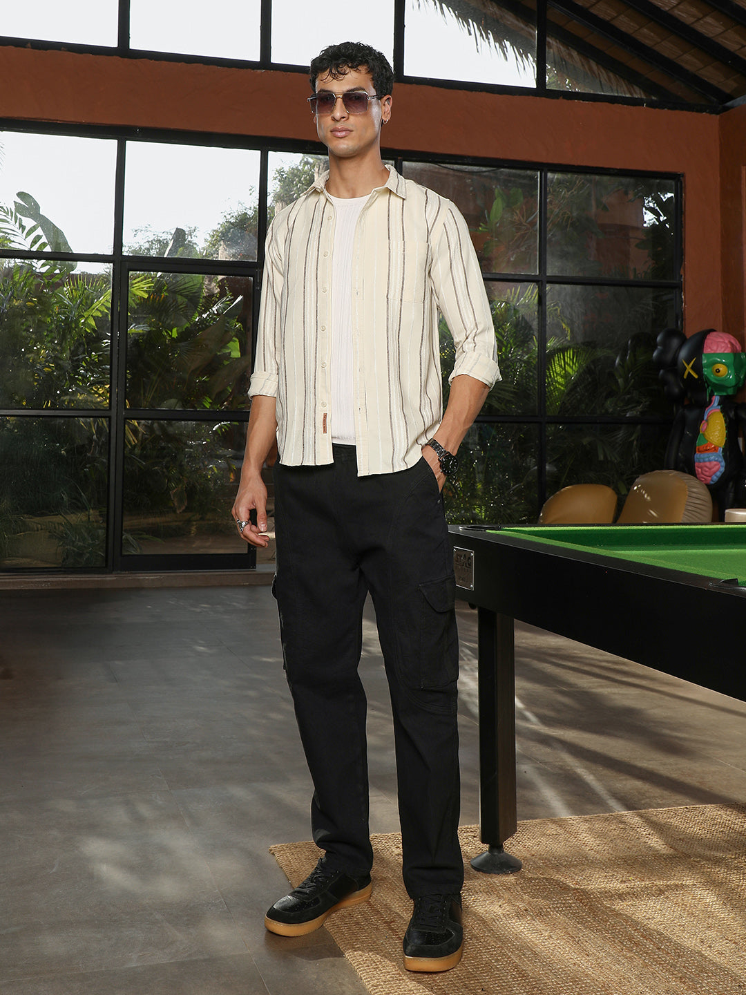 Men Off-White Shadow-Stripe Jacquard Shirt