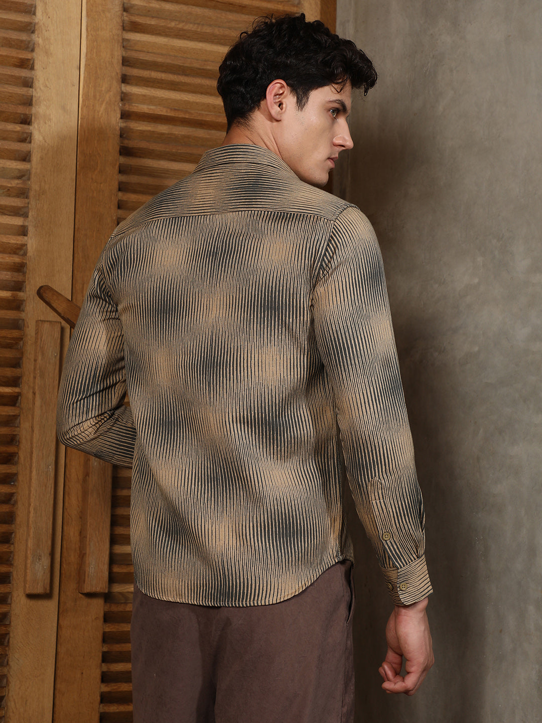 Men Cotton Blend Regular Geometric Shirt