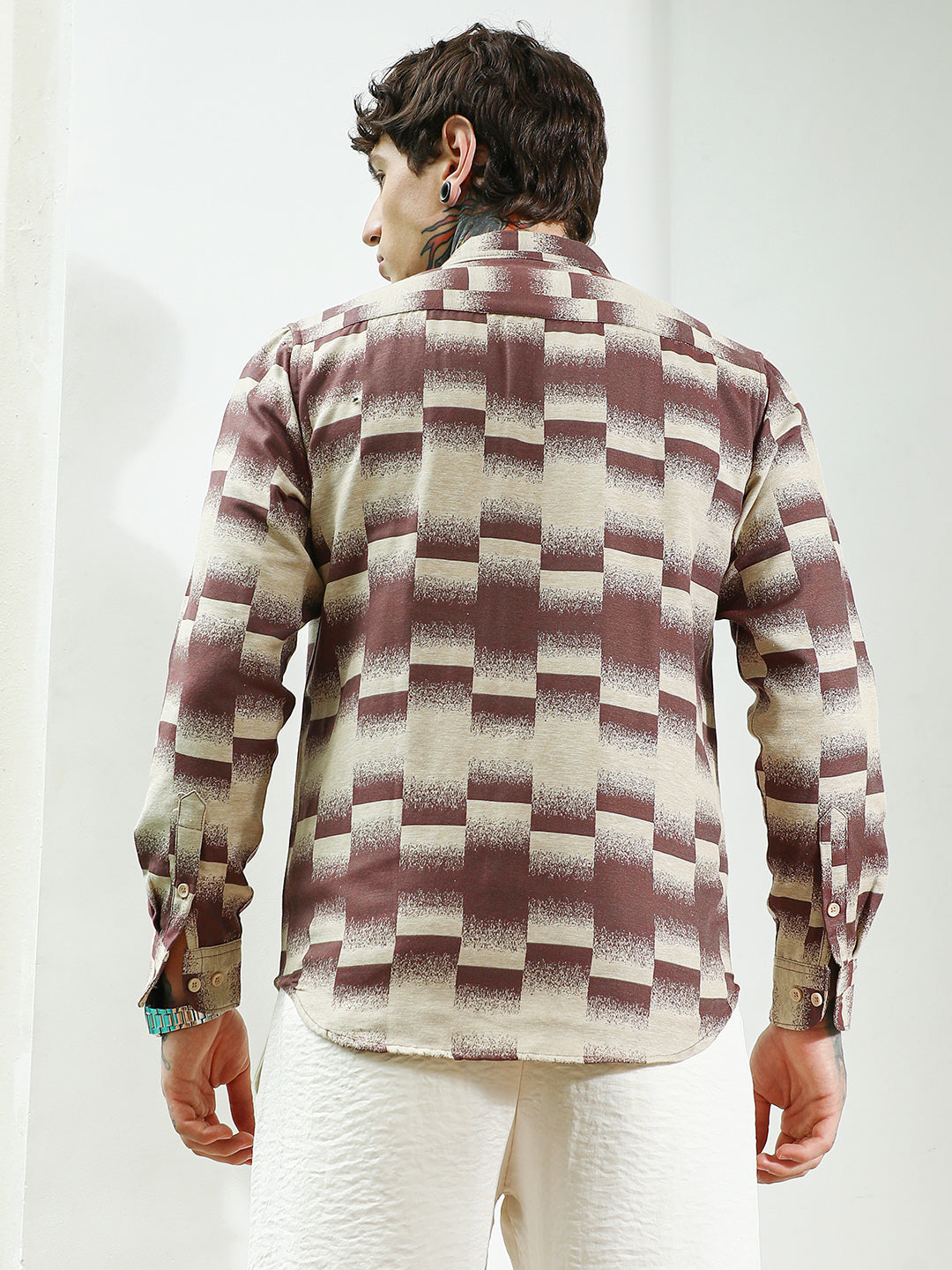 Men Geometric Pattern Cotton Blend Full Sleeve Shirt