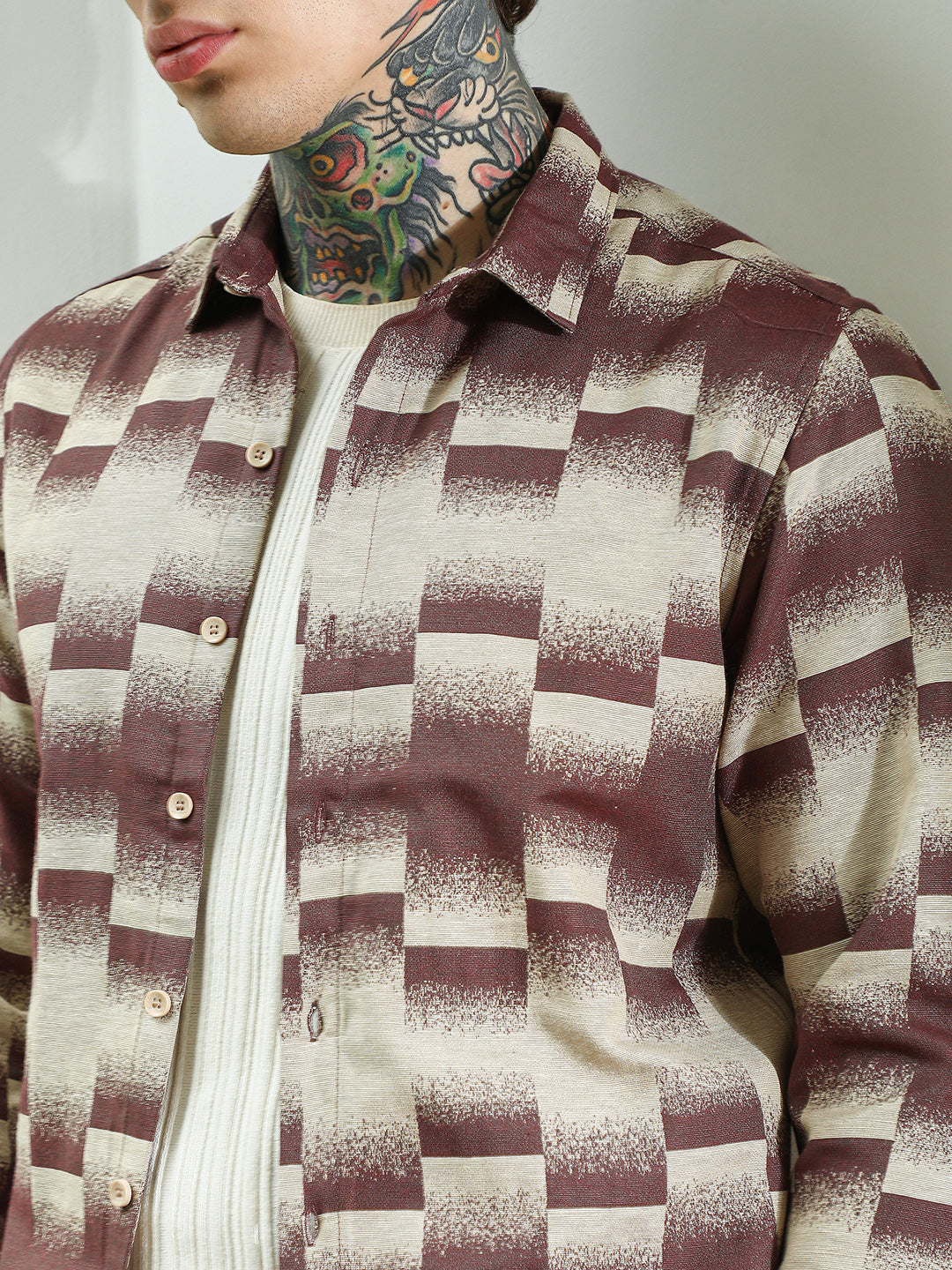 Men Geometric Pattern Cotton Blend Full Sleeve Shirt