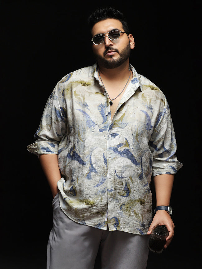 Men Nylon Viscose Regular Fit Abstract Shirt