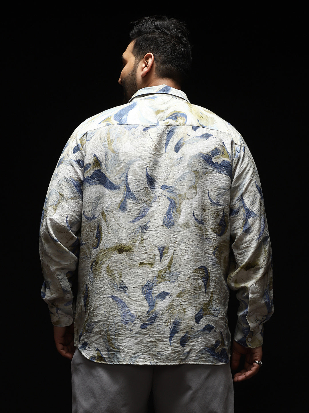 Men Nylon Viscose Regular Fit Abstract Shirt