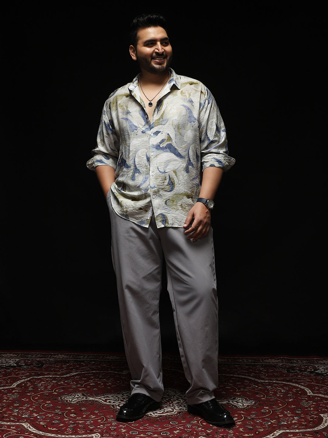 Men Nylon Viscose Regular Fit Abstract Shirt