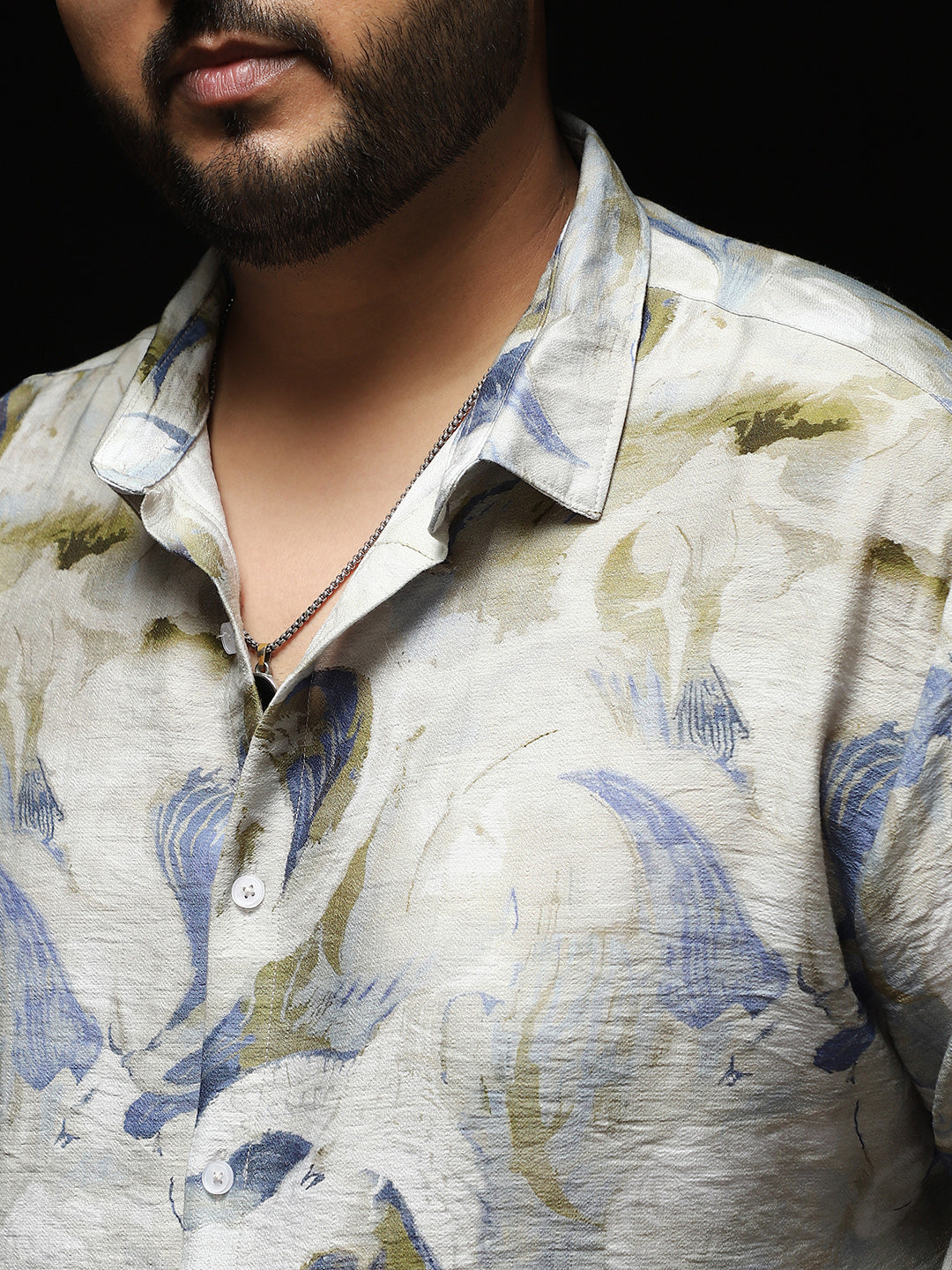 Men Nylon Viscose Regular Fit Abstract Shirt
