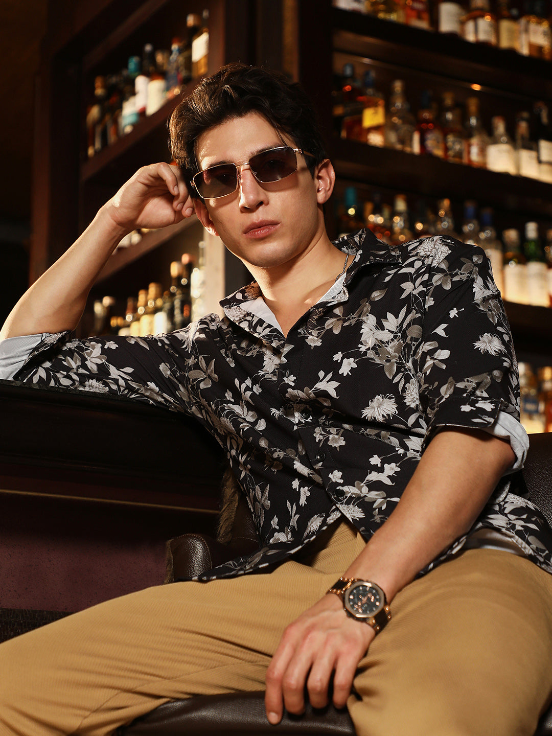 Men Onyx Black Mono-Botanics Imprint Shirt