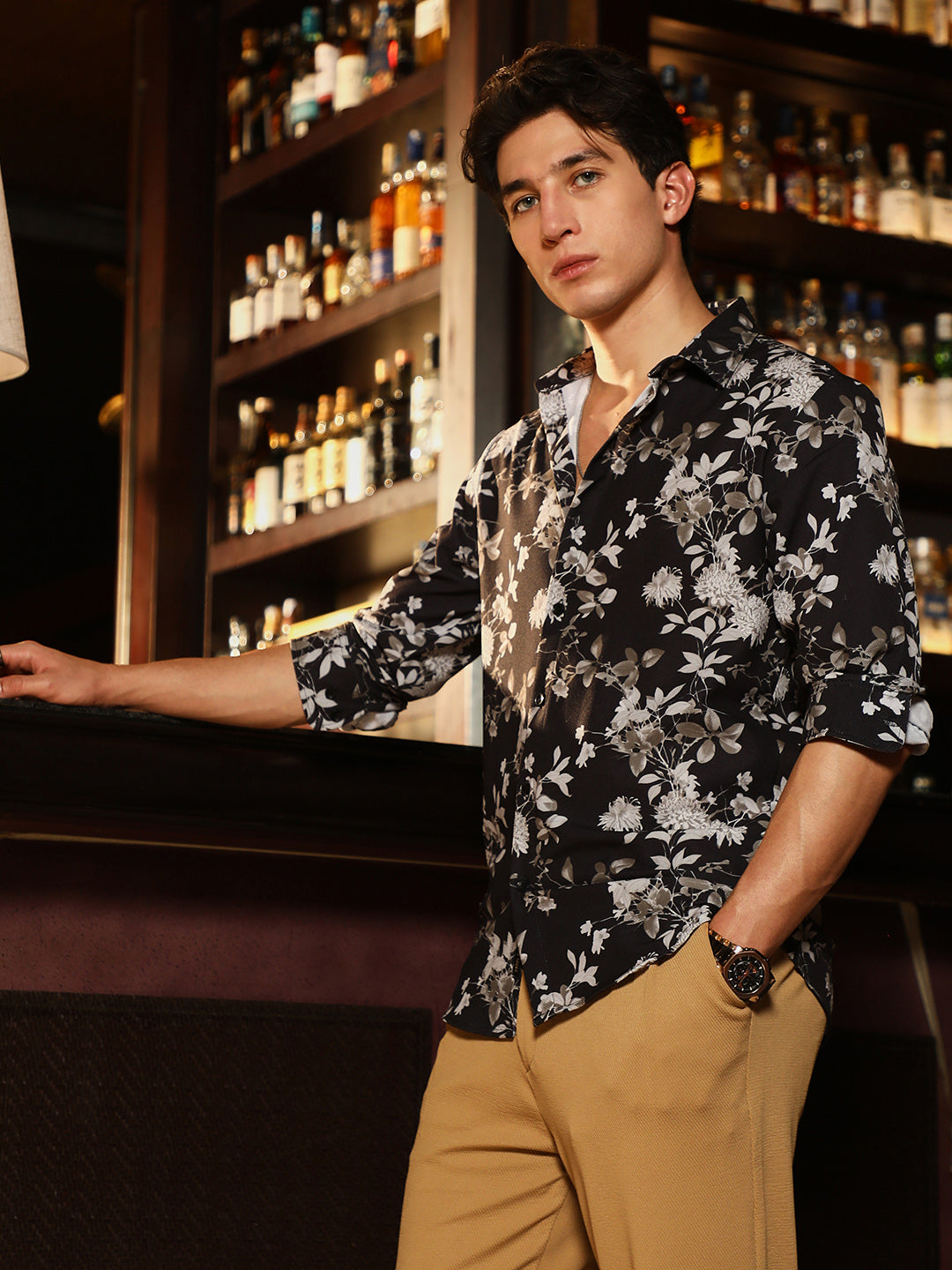 Men Onyx Black Mono-Botanics Imprint Shirt