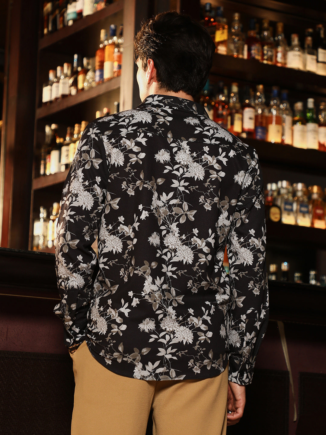 Men Onyx Black Mono-Botanics Imprint Shirt