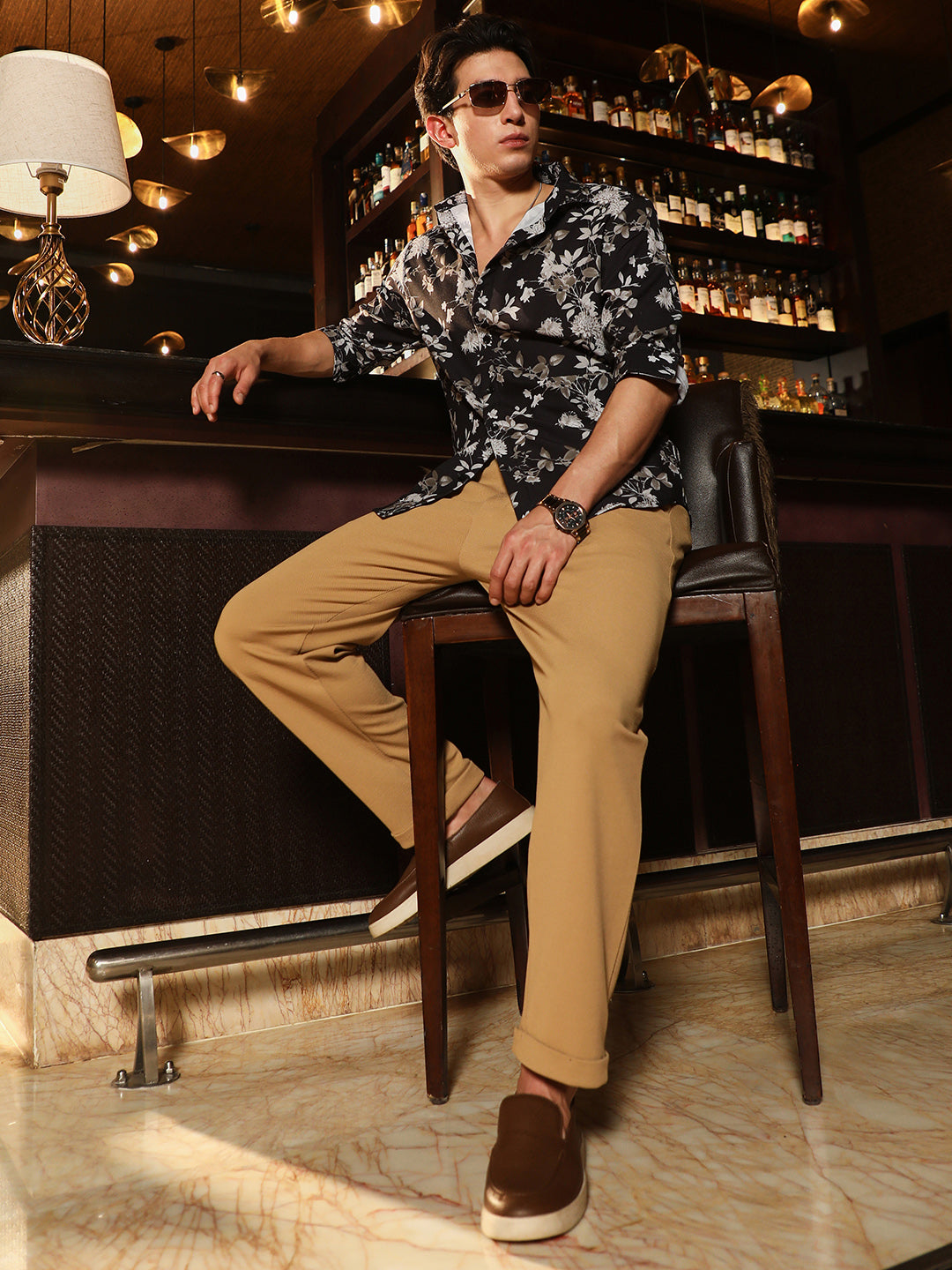Men Onyx Black Mono-Botanics Imprint Shirt