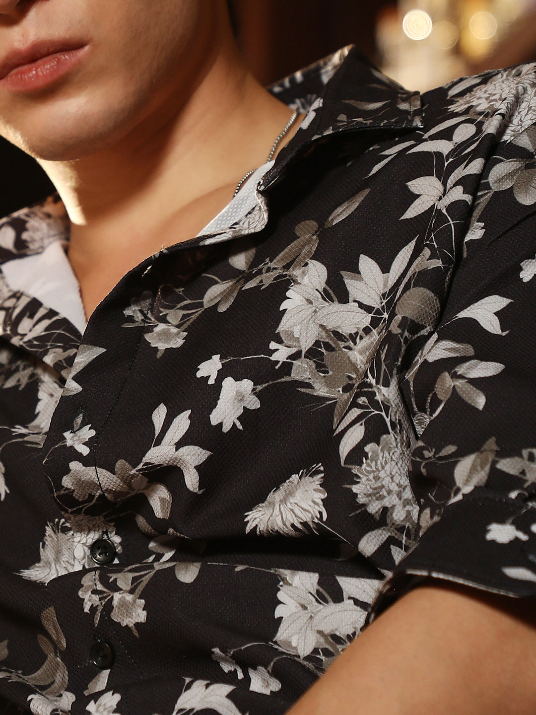 Men Onyx Black Mono-Botanics Imprint Shirt