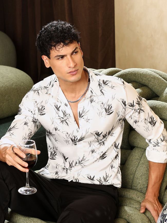 Men Satin Regular Floral Shirt