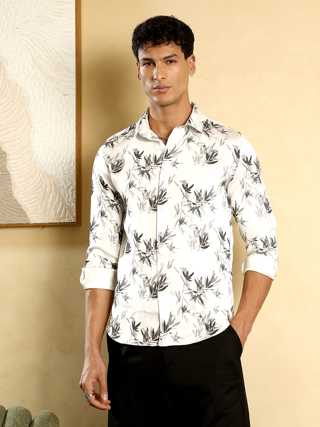 Men Satin Regular Floral Shirt