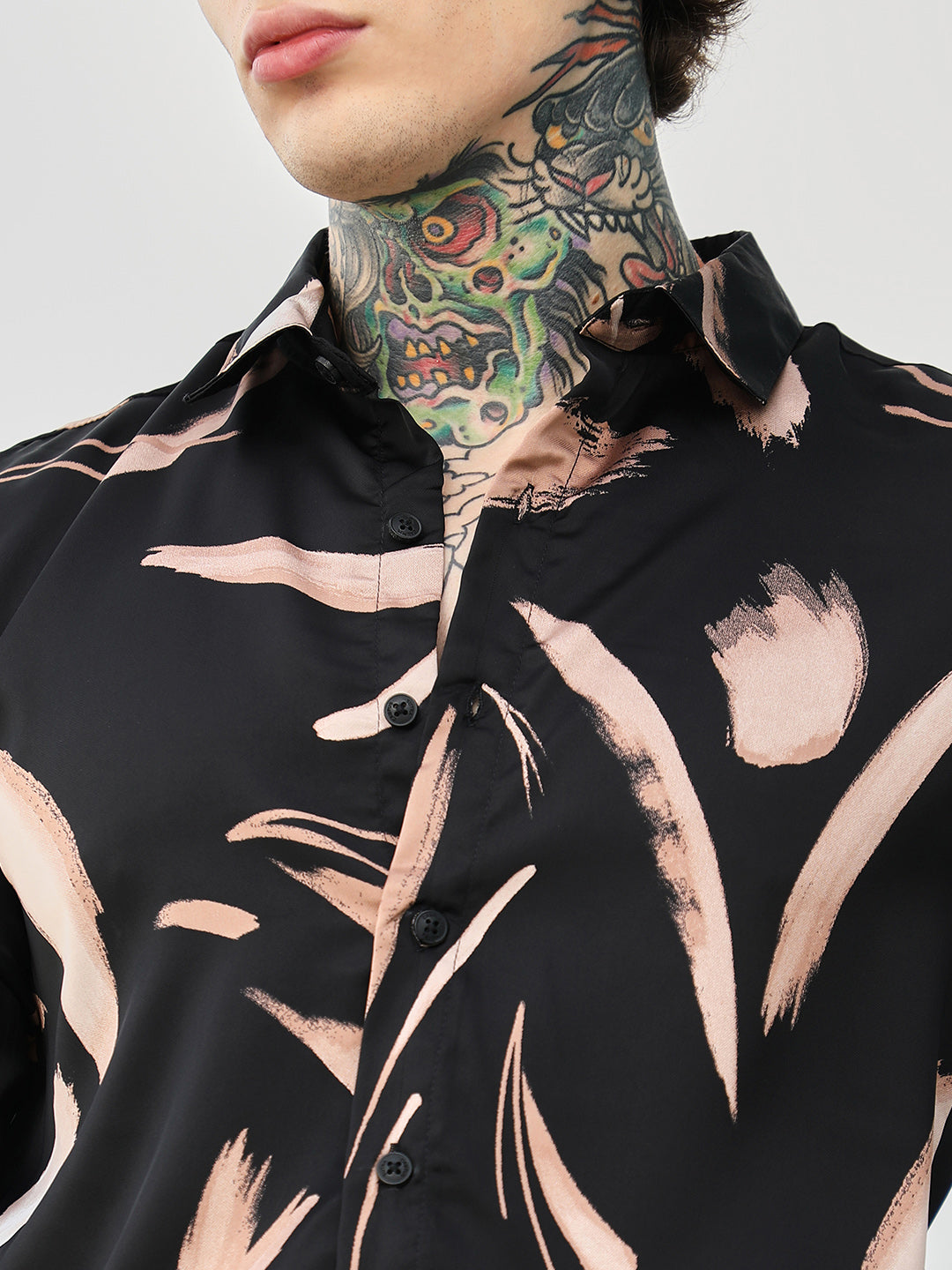 Men Man Made Fabric Regular Abstract Shirt