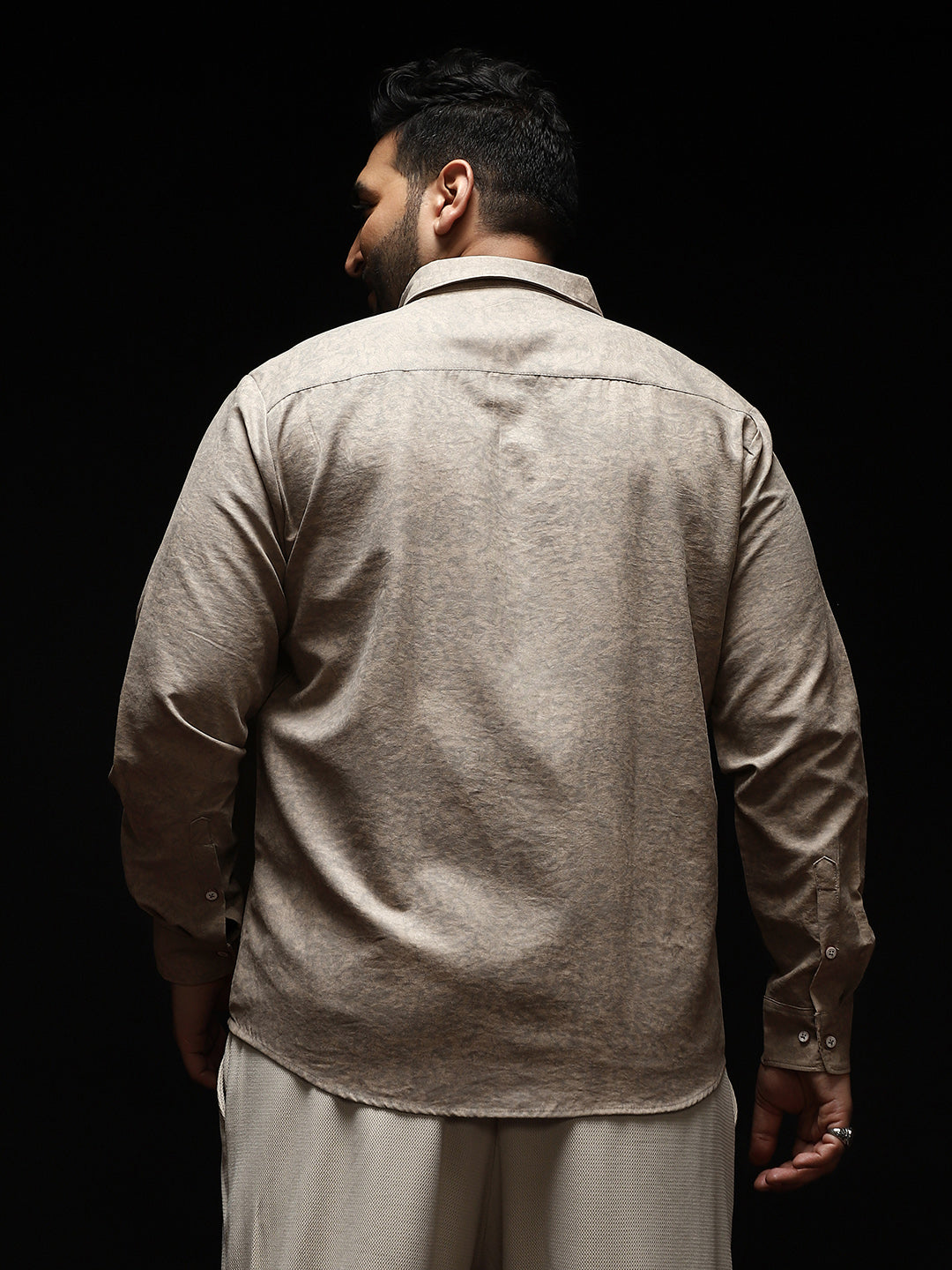 Men Cloud Grey Grazed-Fade Imprint Shirt