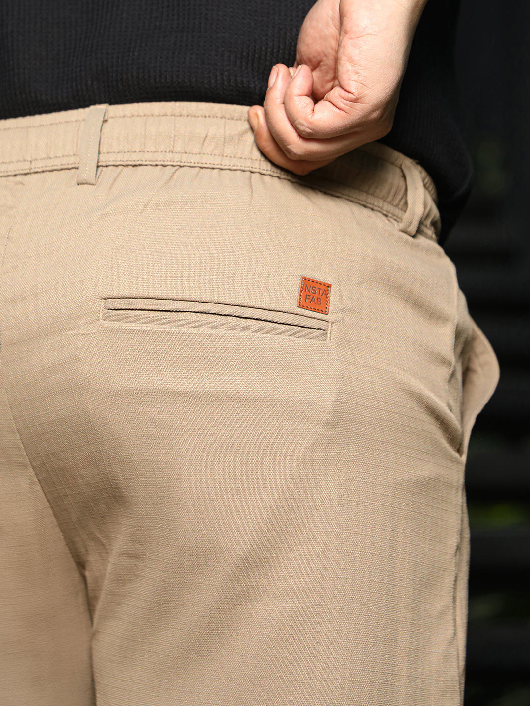 Men Sand Beige Tailored-Chinotrousers