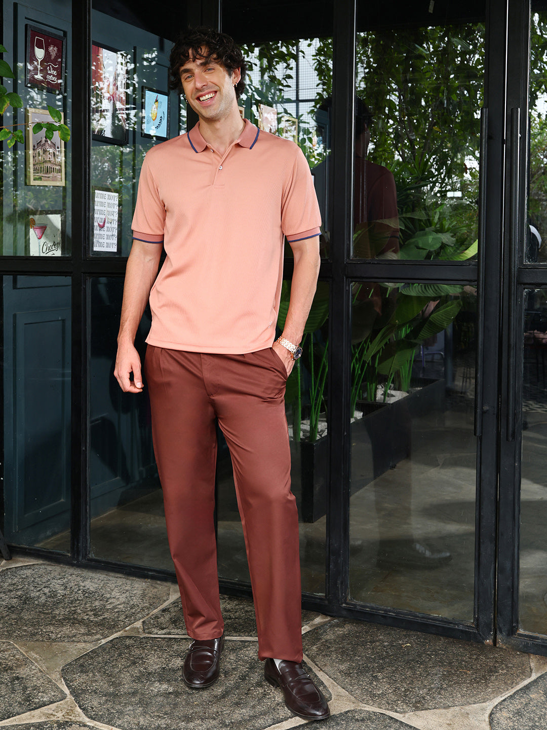 Men Cotton Blend Regular Solid T-Shirt