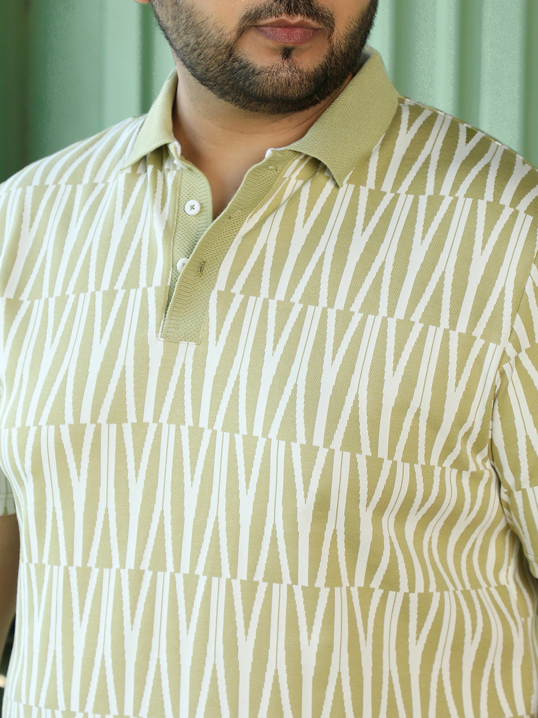 Men Sage Green Geometric T-Shirt