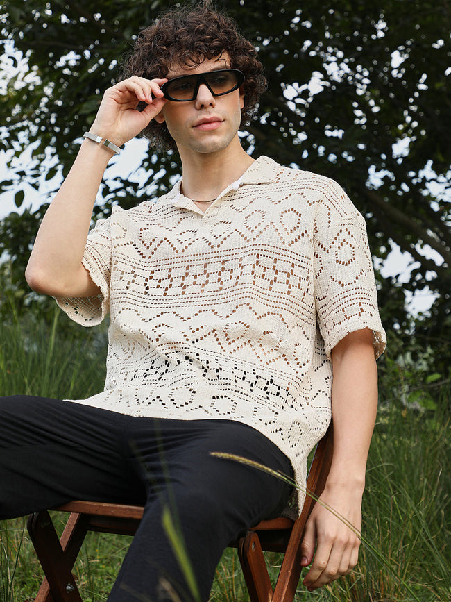 Men Off-White Bohemian Oversized Polo T-Shirt
