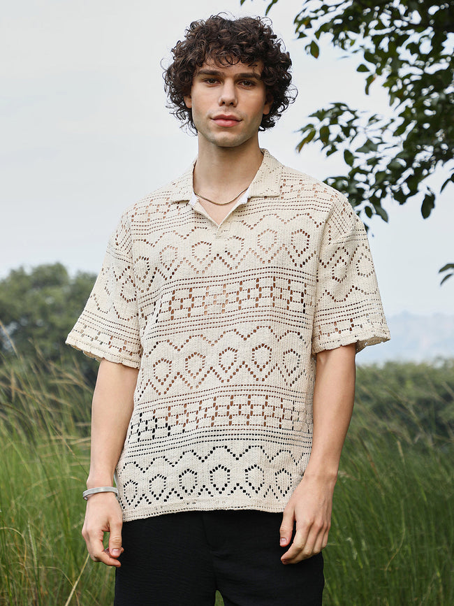 Men Off-White Bohemian Oversized Polo T-Shirt